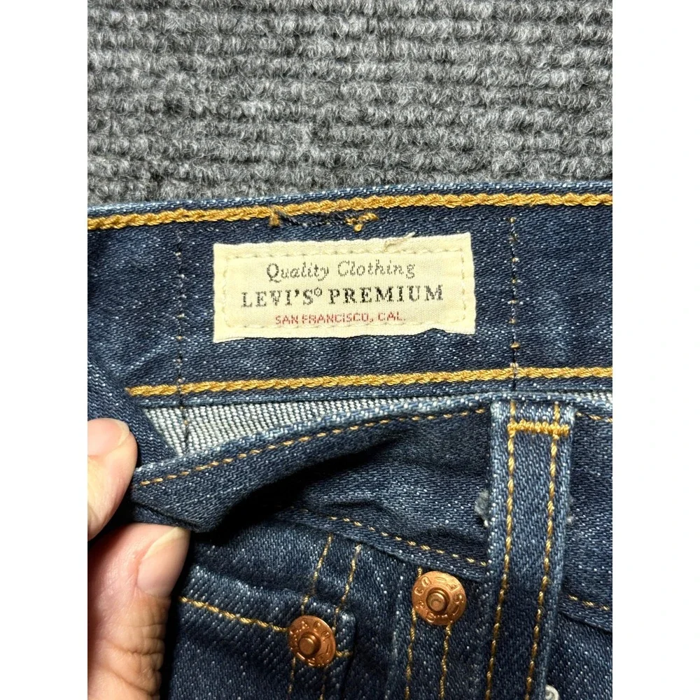 Levi's Wedgie Straight Jeans Women 25 Blue Excellent High Rise Raw Hem
